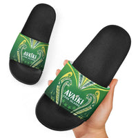Rugby Cook Islands Avaiki Slide Sandals Green Kuki Airani Tribal Maori Inspired LT9 - Polynesian Pride