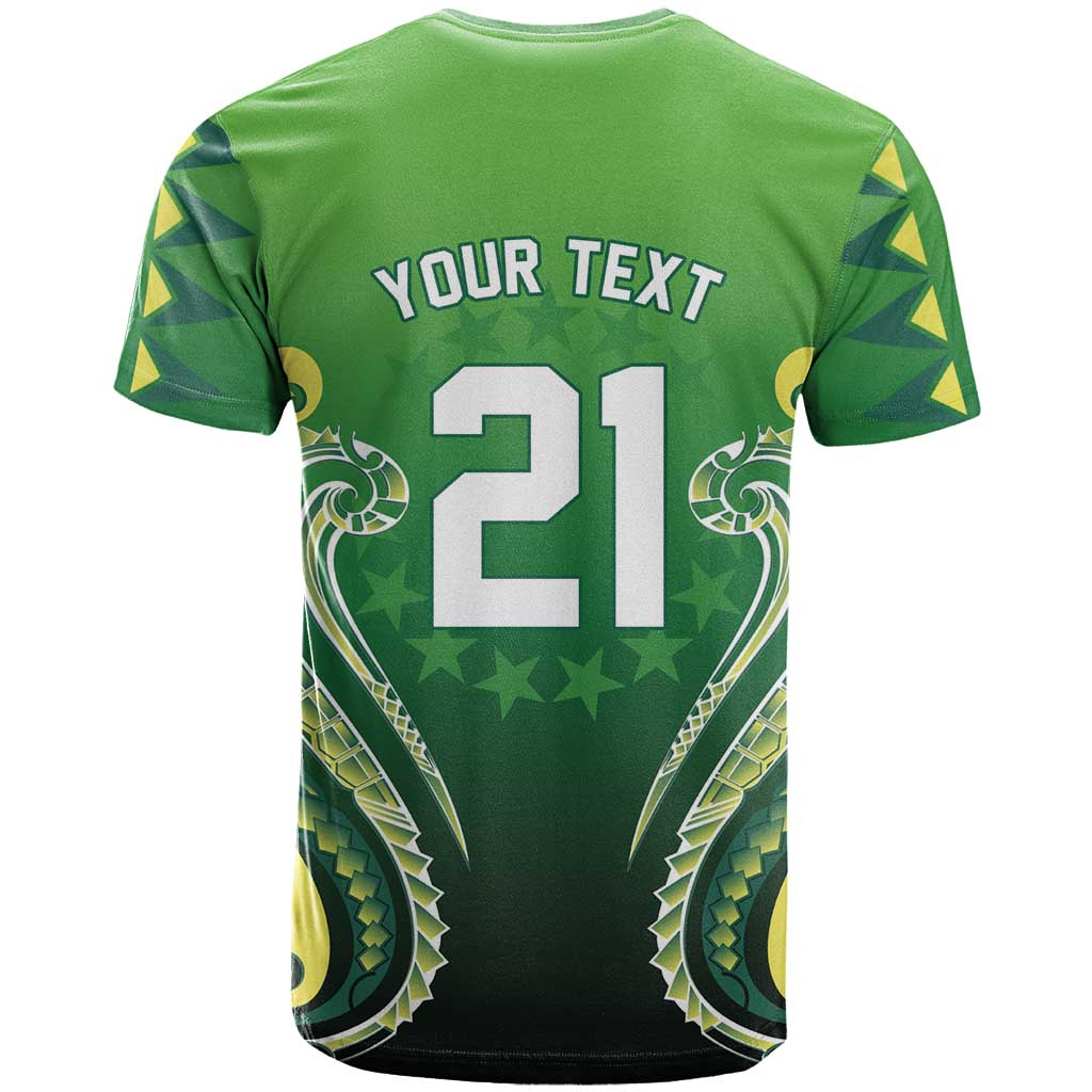 Custom Rugby Cook Islands Avaiki T Shirt Green Kuki Airani Tribal Maori Inspired LT9 - Polynesian Pride