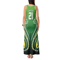 Custom Rugby Cook Islands Avaiki Tank Maxi Dress Green Kuki Airani Tribal Maori Inspired LT9 - Polynesian Pride