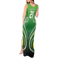 Custom Rugby Cook Islands Avaiki Tank Maxi Dress Green Kuki Airani Tribal Maori Inspired LT9 - Polynesian Pride