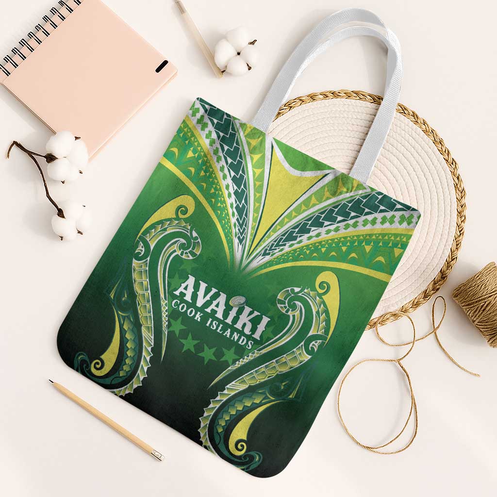 Rugby Cook Islands Avaiki Tote Bag Green Kuki Airani Tribal Maori Inspired LT9 White Strap One Size Green - Polynesian Pride