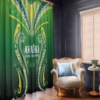 Rugby Cook Islands Avaiki Window Curtain Green Kuki Airani Tribal Maori Inspired LT9 - Polynesian Pride