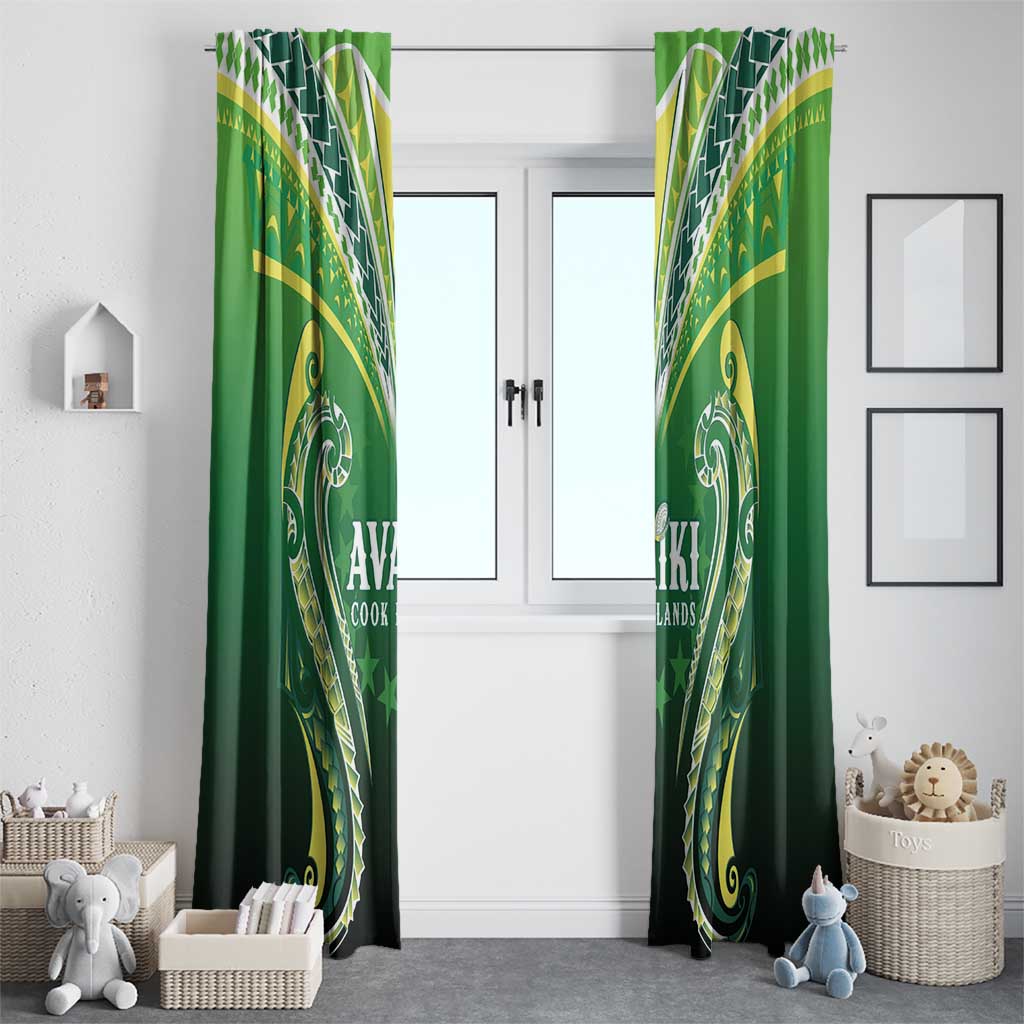 Rugby Cook Islands Avaiki Window Curtain Green Kuki Airani Tribal Maori Inspired LT9 - Polynesian Pride