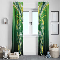 Rugby Cook Islands Avaiki Window Curtain Green Kuki Airani Tribal Maori Inspired LT9 - Polynesian Pride