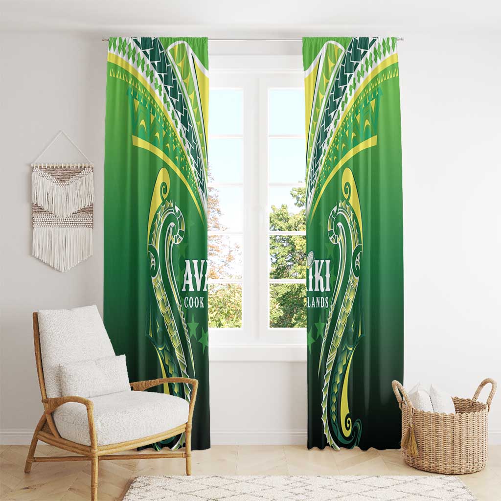 Rugby Cook Islands Avaiki Window Curtain Green Kuki Airani Tribal Maori Inspired LT9 - Polynesian Pride