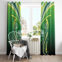 Rugby Cook Islands Avaiki Window Curtain Green Kuki Airani Tribal Maori Inspired LT9 - Polynesian Pride