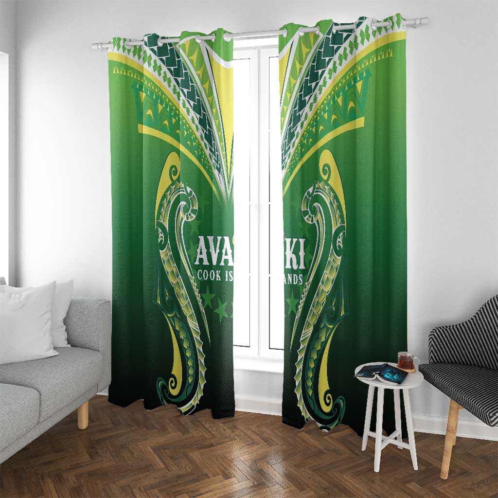 Rugby Cook Islands Avaiki Window Curtain Green Kuki Airani Tribal Maori Inspired LT9 With Grommets Green - Polynesian Pride