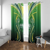 Rugby Cook Islands Avaiki Window Curtain Green Kuki Airani Tribal Maori Inspired LT9 With Grommets Green - Polynesian Pride