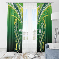 Rugby Cook Islands Avaiki Window Curtain Green Kuki Airani Tribal Maori Inspired LT9 - Polynesian Pride