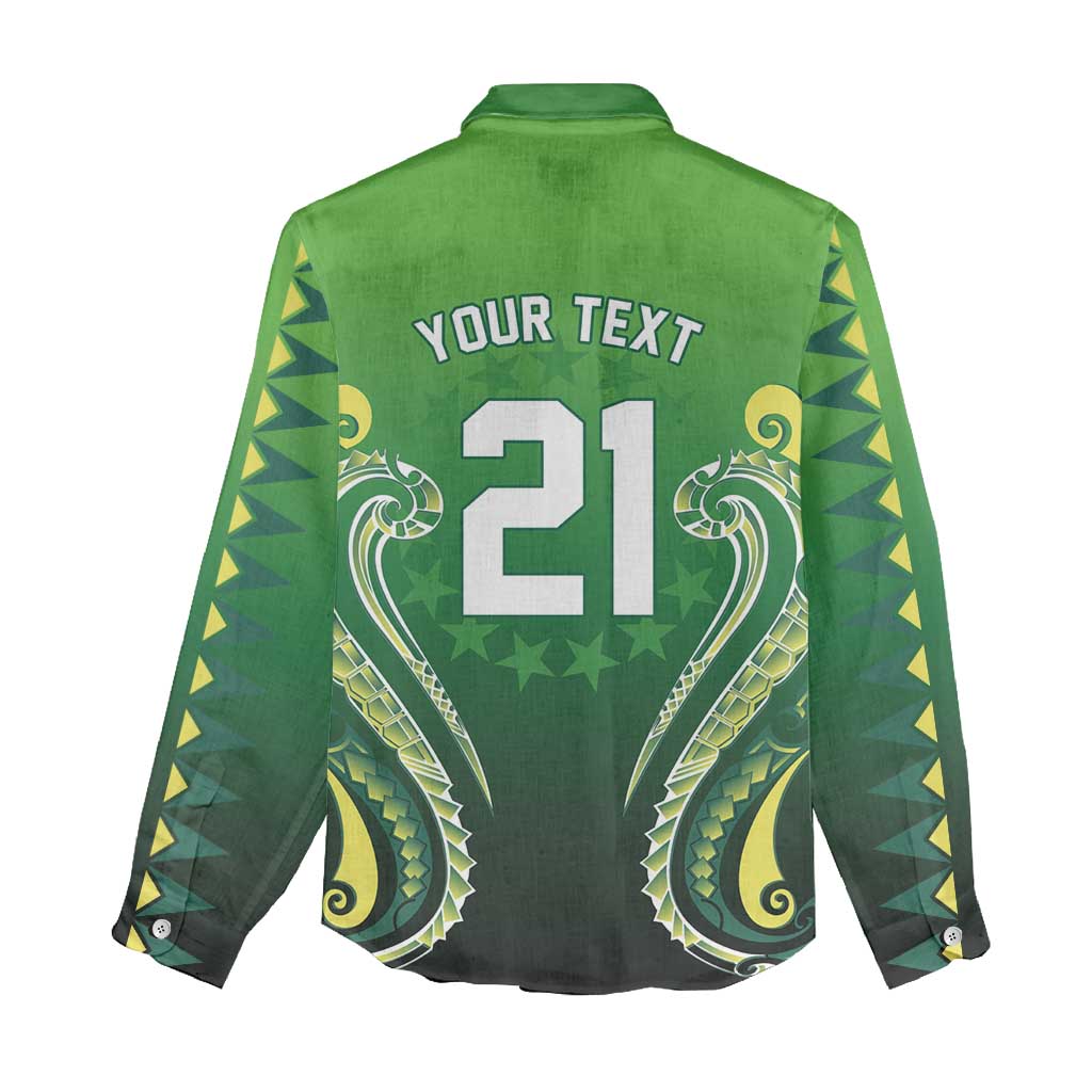 Custom Rugby Cook Islands Avaiki Women Casual Shirt Green Kuki Airani Tribal Maori Inspired LT9 - Polynesian Pride