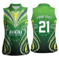 Custom Rugby Cook Islands Avaiki Women Sleeveless Polo Shirt Green Kuki Airani Tribal Maori Inspired LT9 - Polynesian Pride