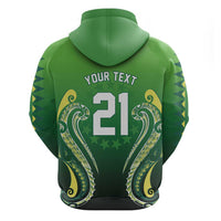 Custom Rugby Cook Islands Avaiki Zip Hoodie Green Kuki Airani Tribal Maori Inspired LT9 - Polynesian Pride
