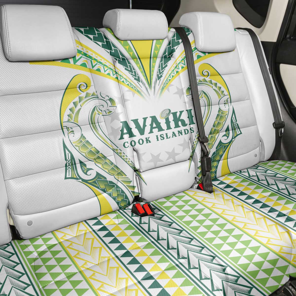 Rugby Cook Islands Avaiki Back Car Seat Cover White Kuki Airani Tribal Maori Inspired LT9 - Polynesian Pride