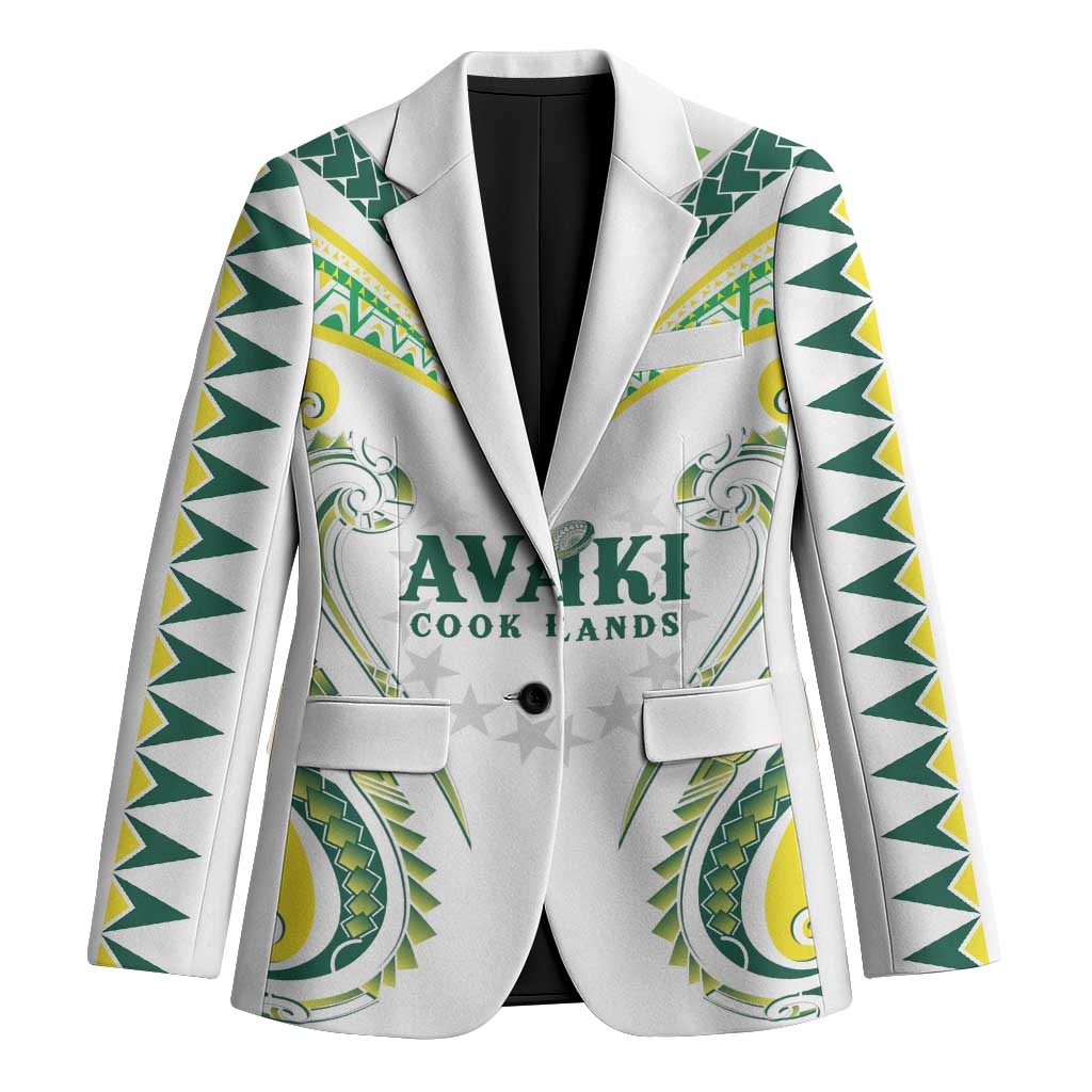 Custom Rugby Cook Islands Avaiki Blazer White Kuki Airani Tribal Maori Inspired LT9 Unisex White - Polynesian Pride