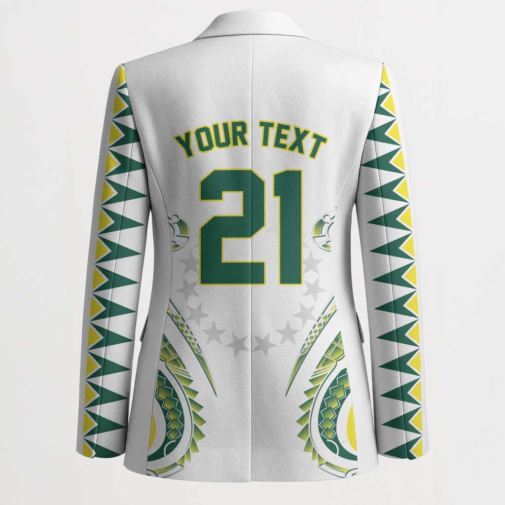 Custom Rugby Cook Islands Avaiki Blazer White Kuki Airani Tribal Maori Inspired LT9 - Polynesian Pride