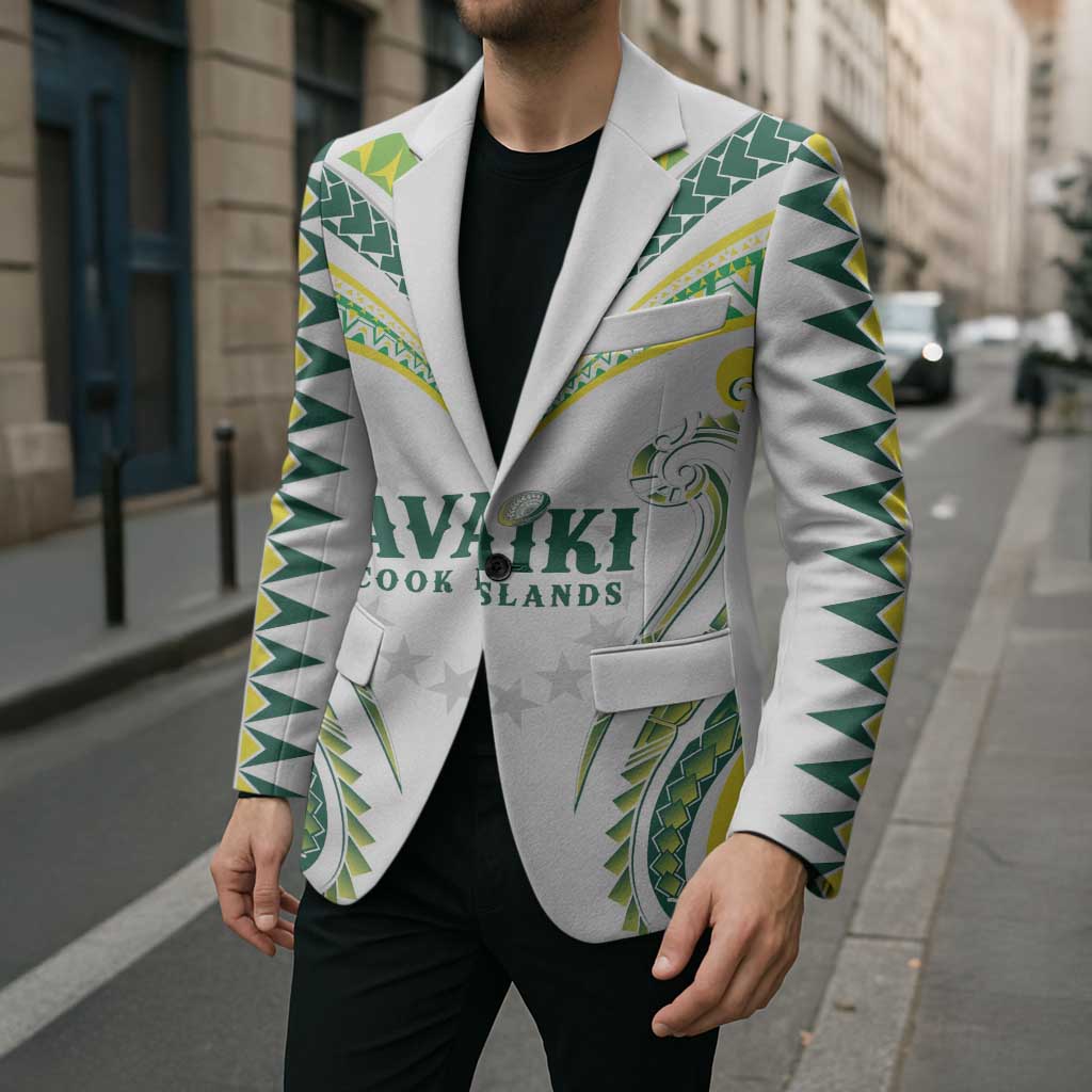 Custom Rugby Cook Islands Avaiki Blazer White Kuki Airani Tribal Maori Inspired LT9 - Polynesian Pride
