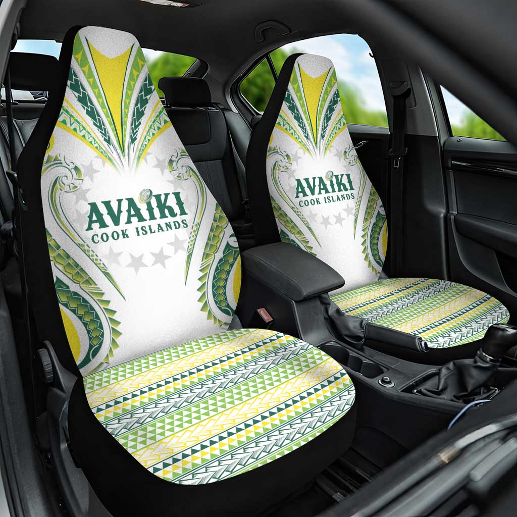 Rugby Cook Islands Avaiki Car Seat Cover White Kuki Airani Tribal Maori Inspired LT9 One Size White - Polynesian Pride