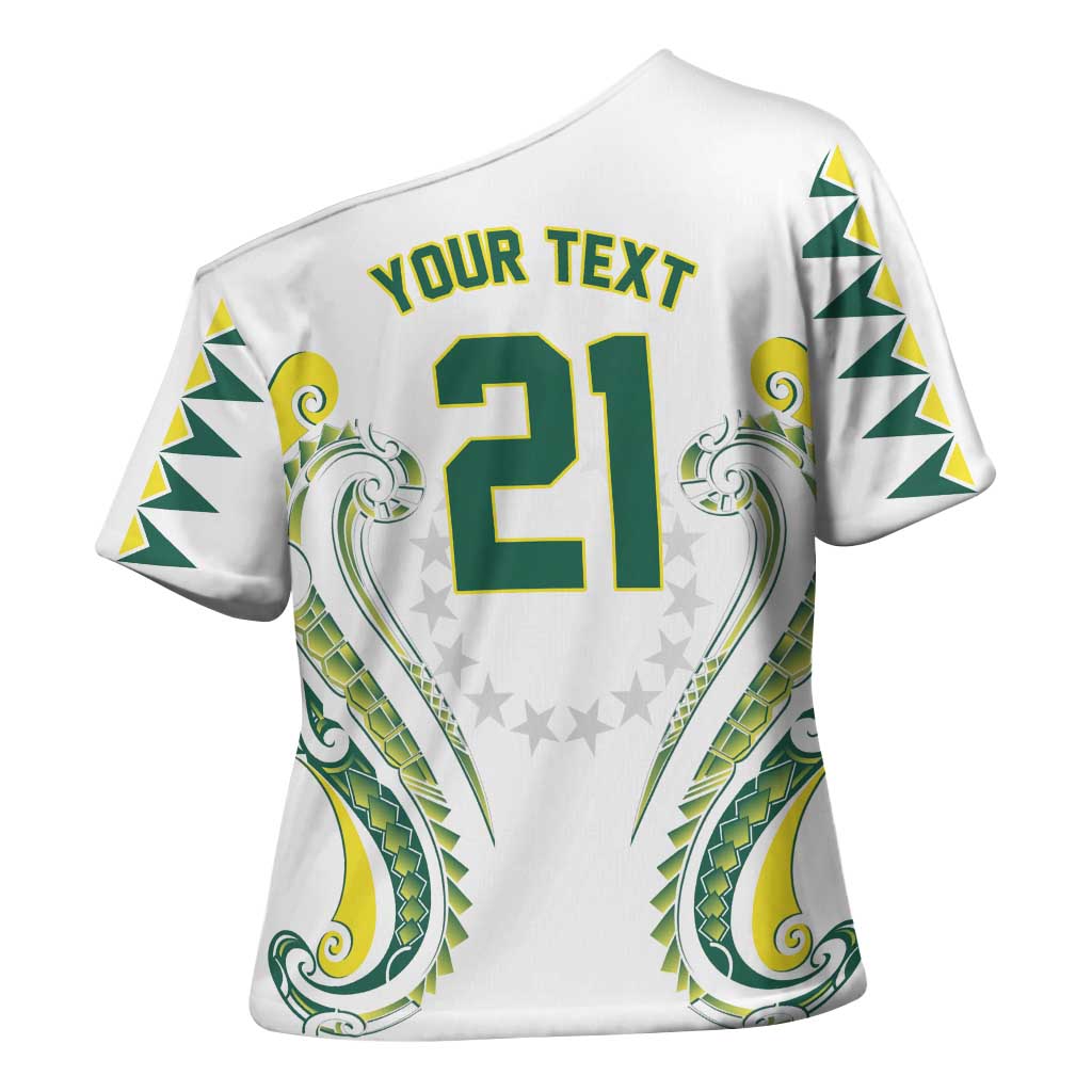 Custom Rugby Cook Islands Avaiki Cross Shoulder Shirt White Kuki Airani Tribal Maori Inspired LT9 - Polynesian Pride
