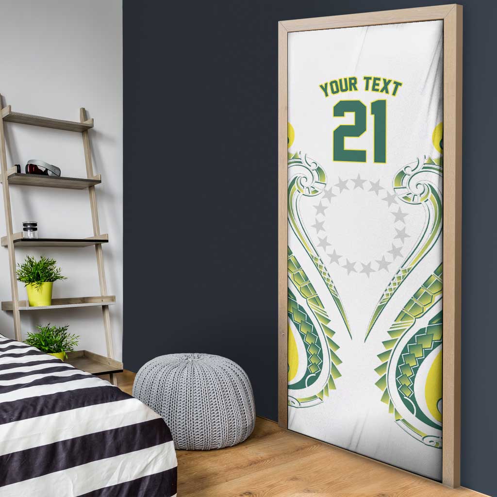 Custom Rugby Cook Islands Avaiki Door Cover White Kuki Airani Tribal Maori Inspired LT9 - Polynesian Pride