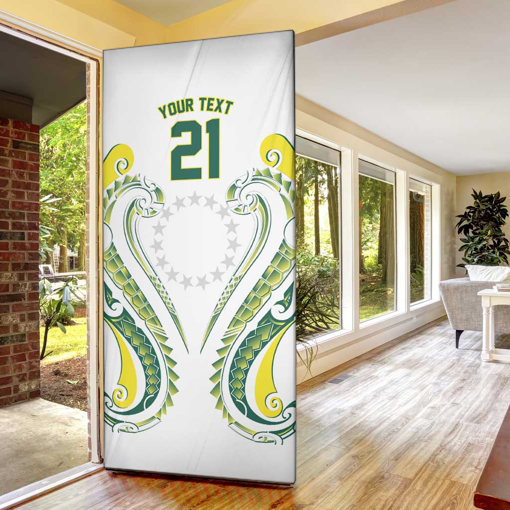 Custom Rugby Cook Islands Avaiki Door Cover White Kuki Airani Tribal Maori Inspired LT9 - Polynesian Pride