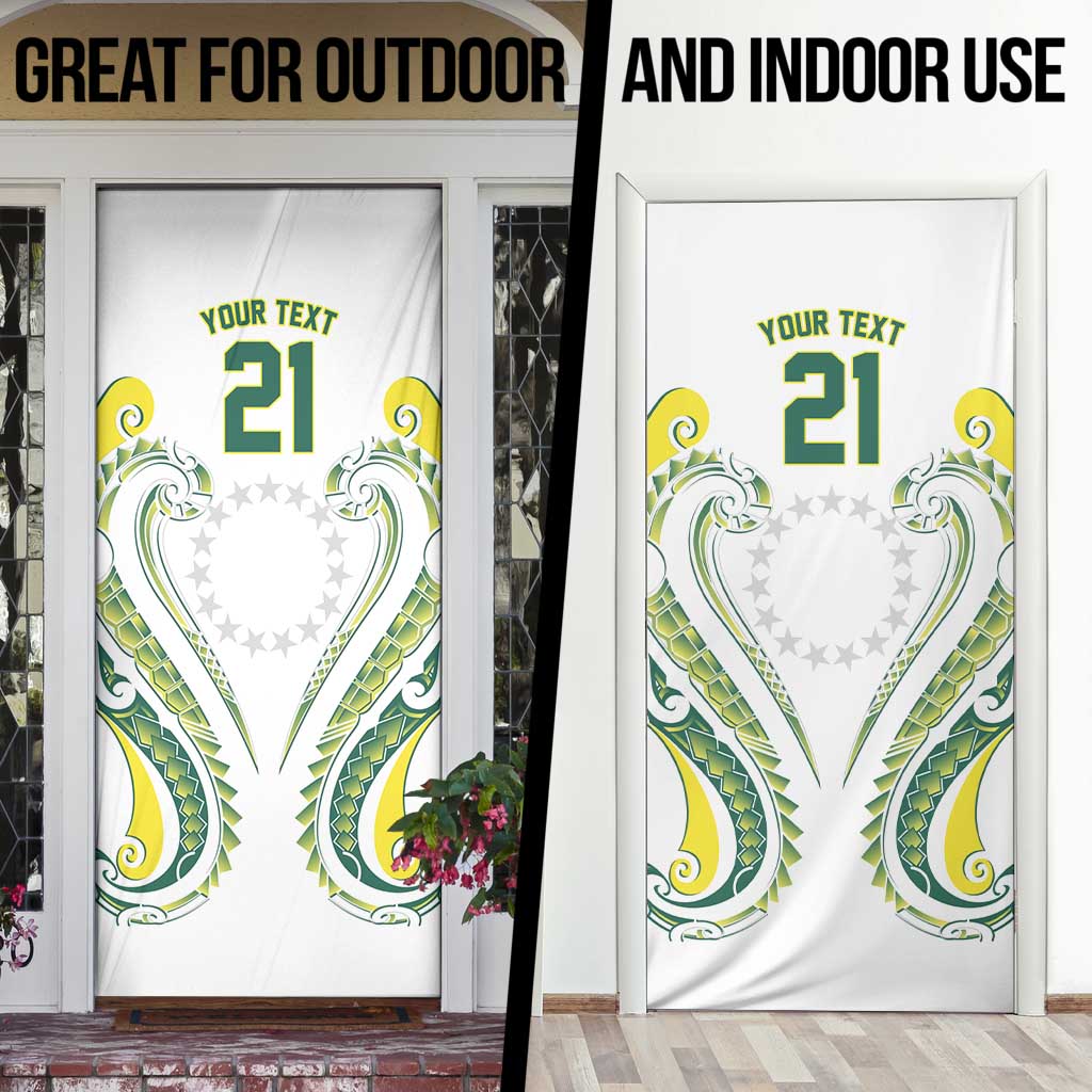 Custom Rugby Cook Islands Avaiki Door Cover White Kuki Airani Tribal Maori Inspired LT9 - Polynesian Pride