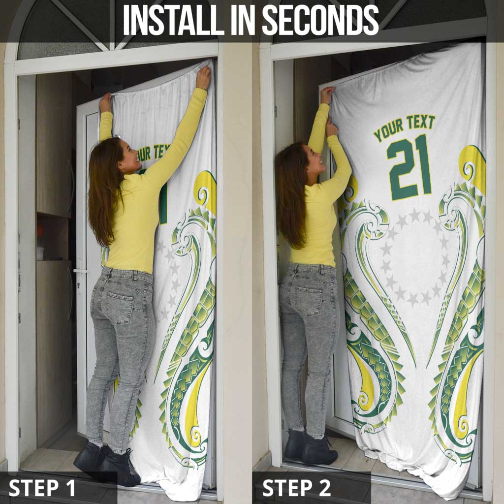 Custom Rugby Cook Islands Avaiki Door Cover White Kuki Airani Tribal Maori Inspired LT9 - Polynesian Pride
