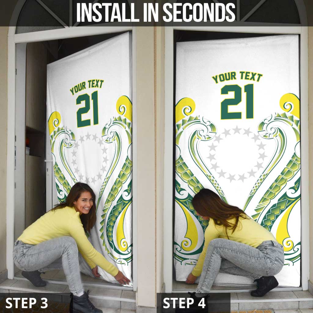 Custom Rugby Cook Islands Avaiki Door Cover White Kuki Airani Tribal Maori Inspired LT9 - Polynesian Pride