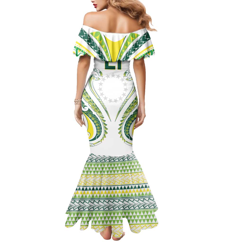 Custom Rugby Cook Islands Avaiki Family Matching Mermaid Dress and Hawaiian Shirt White Kuki Airani Tribal Maori Inspired LT9 - Polynesian Pride