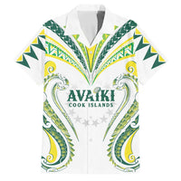 Custom Rugby Cook Islands Avaiki Family Matching Puletasi and Hawaiian Shirt White Kuki Airani Tribal Maori Inspired LT9 Dad's Shirt - Short Sleeve White - Polynesian Pride