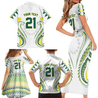 Custom Rugby Cook Islands Avaiki Family Matching Short Sleeve Bodycon Dress and Hawaiian Shirt White Kuki Airani Tribal Maori Inspired LT9 - Polynesian Pride