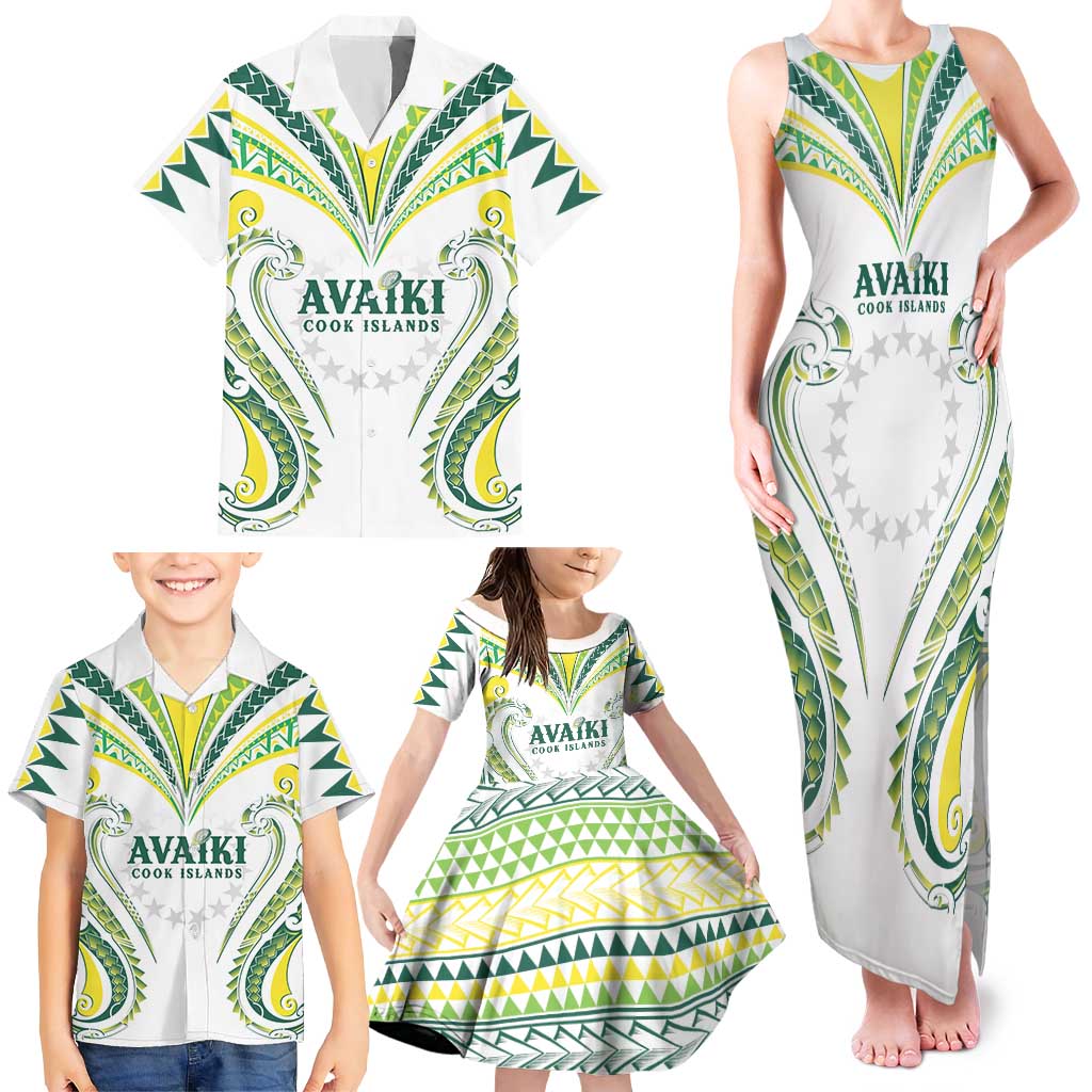 Custom Rugby Cook Islands Avaiki Family Matching Tank Maxi Dress and Hawaiian Shirt White Kuki Airani Tribal Maori Inspired LT9 - Polynesian Pride