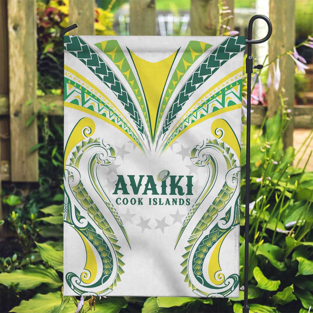 Rugby Cook Islands Avaiki Garden Flag White Kuki Airani Tribal Maori Inspired LT9 Garden Flag White - Polynesian Pride