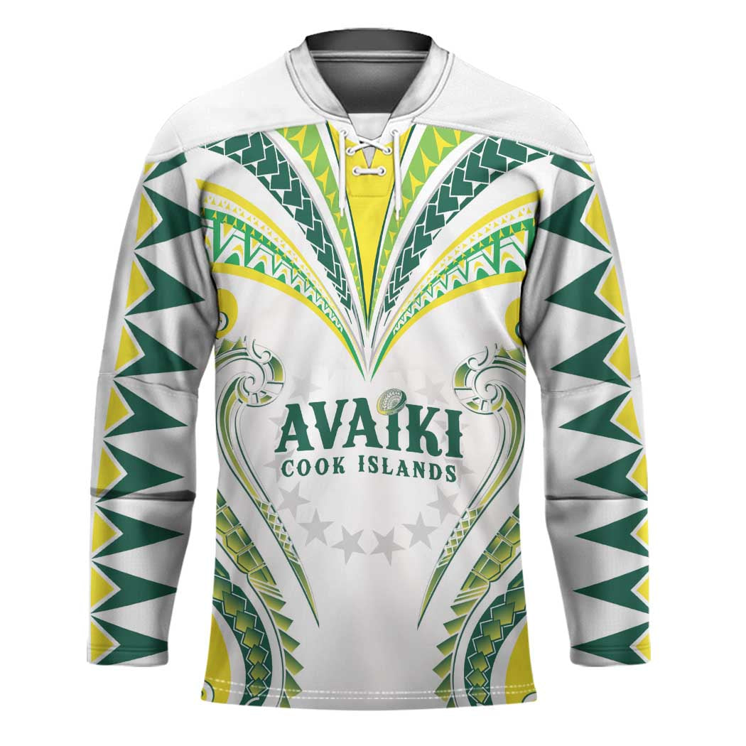 Custom Rugby Cook Islands Avaiki Hockey Jersey White Kuki Airani Tribal Maori Inspired LT9 Unisex White - Polynesian Pride
