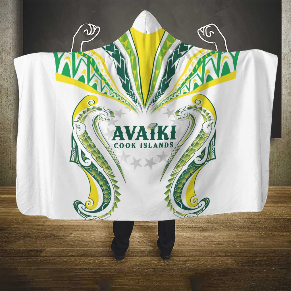 Rugby Cook Islands Avaiki Hooded Blanket White Kuki Airani Tribal Maori Inspired LT9 - Polynesian Pride