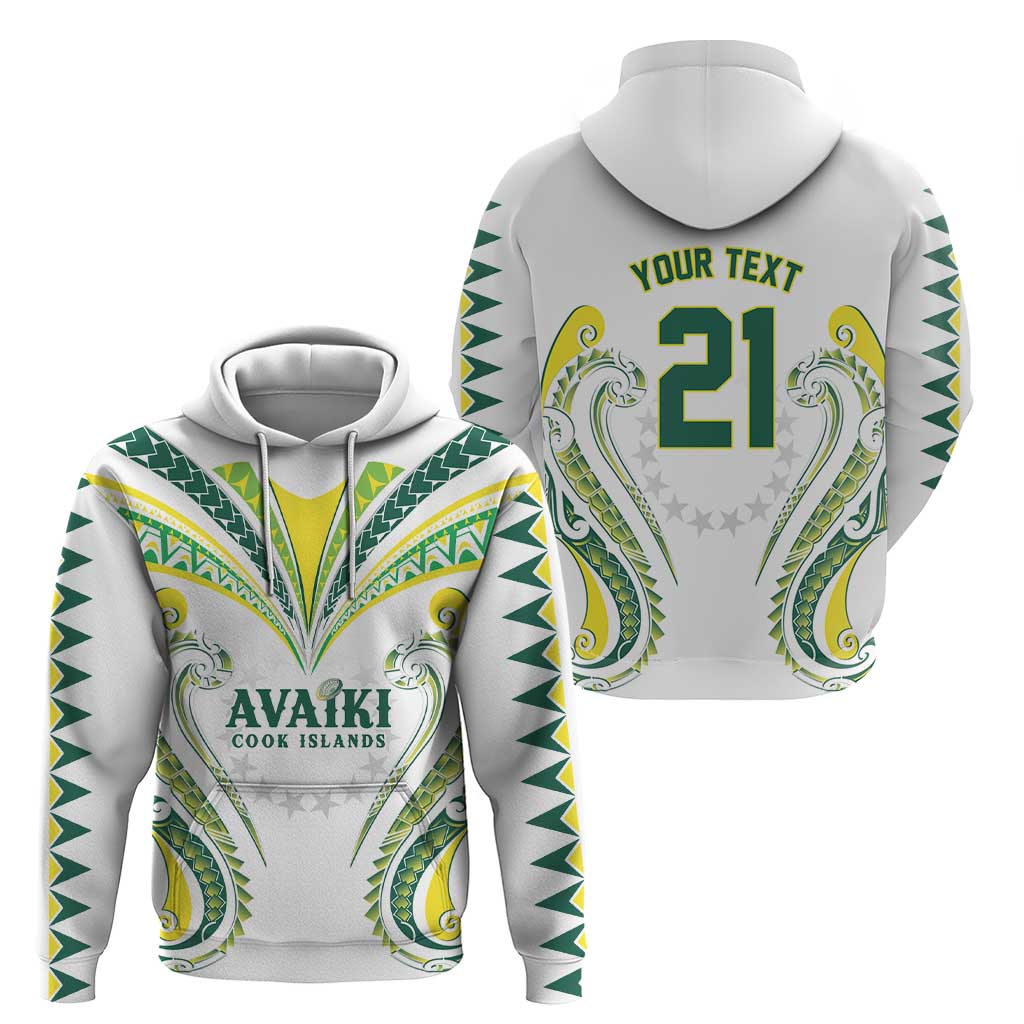 Custom Rugby Cook Islands Avaiki Hoodie White Kuki Airani Tribal Maori Inspired LT9 - Polynesian Pride