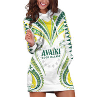 Custom Rugby Cook Islands Avaiki Hoodie Dress White Kuki Airani Tribal Maori Inspired LT9 White - Polynesian Pride