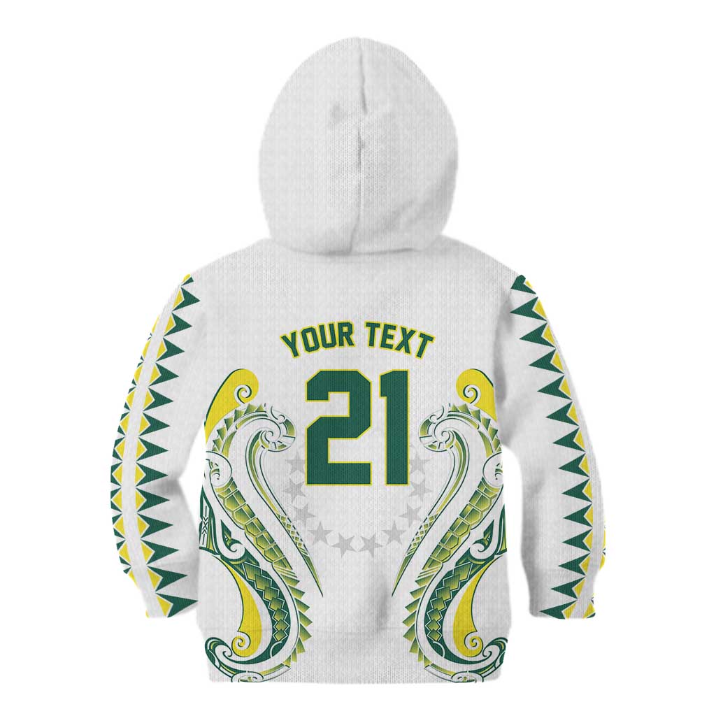 Custom Rugby Cook Islands Avaiki Kid Hoodie White Kuki Airani Tribal Maori Inspired LT9 - Polynesian Pride