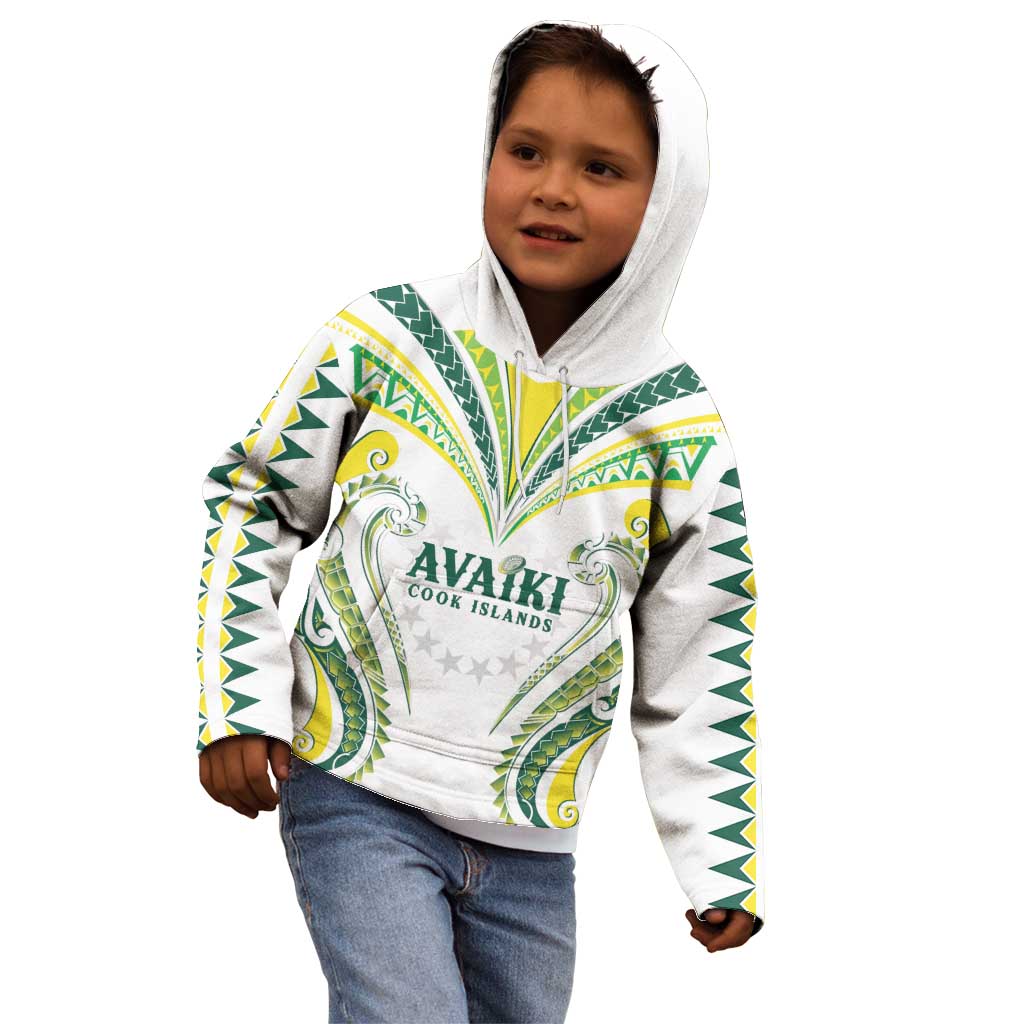 Custom Rugby Cook Islands Avaiki Kid Hoodie White Kuki Airani Tribal Maori Inspired LT9 - Polynesian Pride