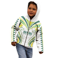 Custom Rugby Cook Islands Avaiki Kid Hoodie White Kuki Airani Tribal Maori Inspired LT9 - Polynesian Pride