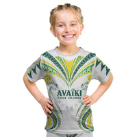 Custom Rugby Cook Islands Avaiki Kid T Shirt White Kuki Airani Tribal Maori Inspired LT9 White - Polynesian Pride