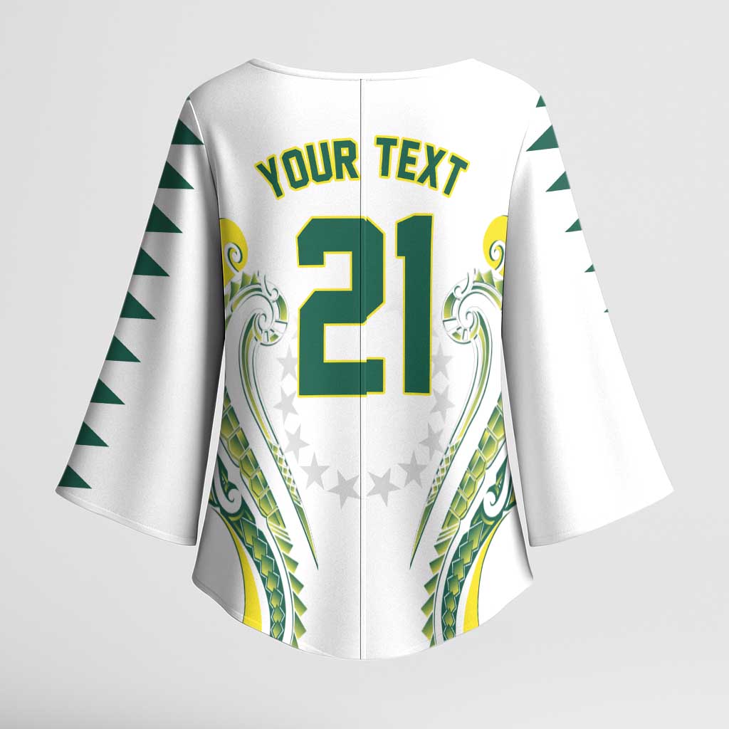 Custom Rugby Cook Islands Avaiki Kimono Sleeve Blouse White Kuki Airani Tribal Maori Inspired LT9 - Polynesian Pride