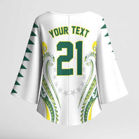 Custom Rugby Cook Islands Avaiki Kimono Sleeve Blouse White Kuki Airani Tribal Maori Inspired LT9 - Polynesian Pride
