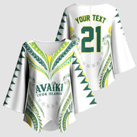 Custom Rugby Cook Islands Avaiki Kimono Sleeve Blouse White Kuki Airani Tribal Maori Inspired LT9 - Polynesian Pride