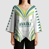 Custom Rugby Cook Islands Avaiki Kimono Sleeve Blouse White Kuki Airani Tribal Maori Inspired LT9 - Polynesian Pride