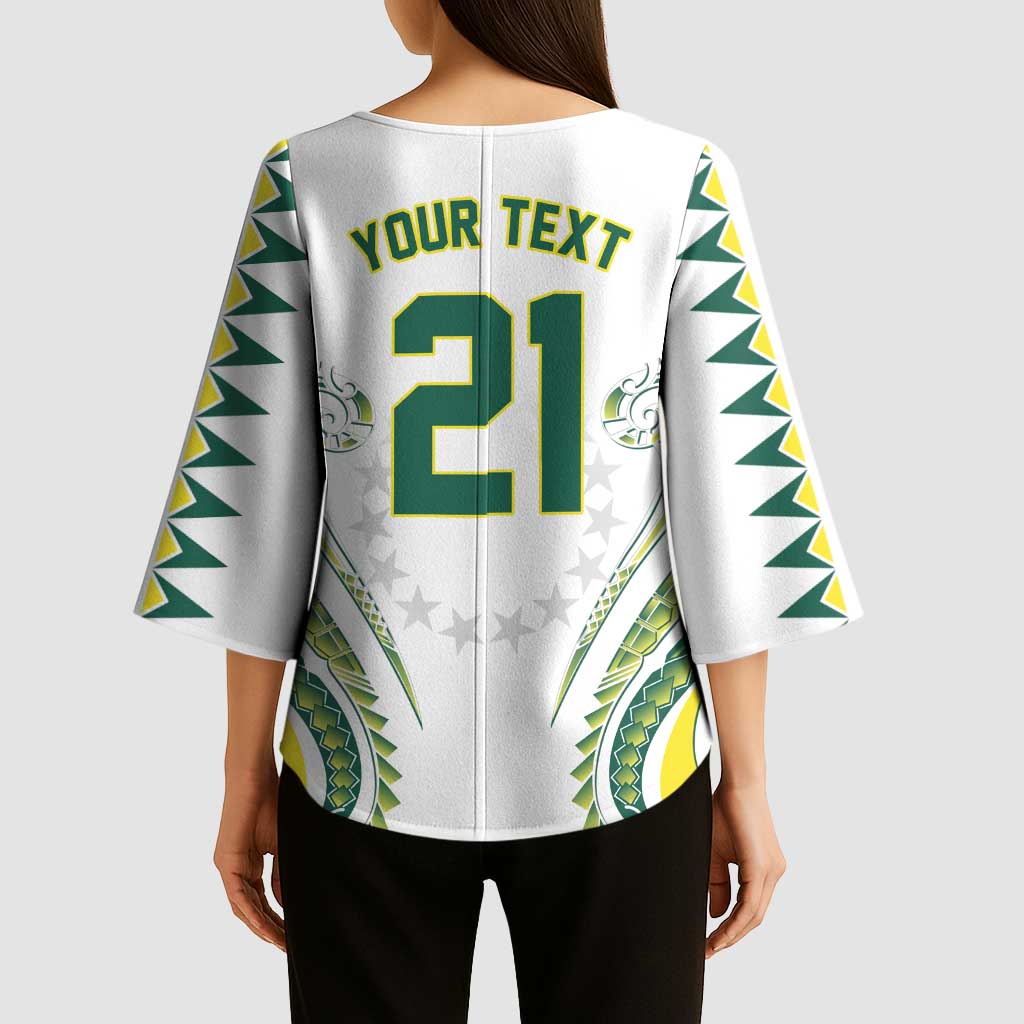 Custom Rugby Cook Islands Avaiki Kimono Sleeve Blouse White Kuki Airani Tribal Maori Inspired LT9 - Polynesian Pride