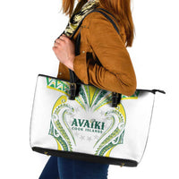 Rugby Cook Islands Avaiki Leather Tote Bag White Kuki Airani Tribal Maori Inspired LT9 White - Polynesian Pride