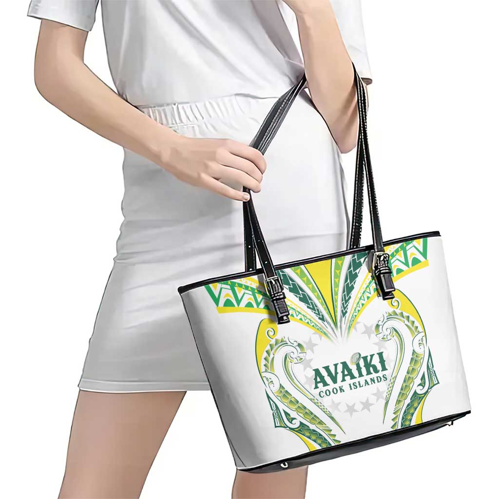 Rugby Cook Islands Avaiki Leather Tote Bag White Kuki Airani Tribal Maori Inspired LT9 - Polynesian Pride