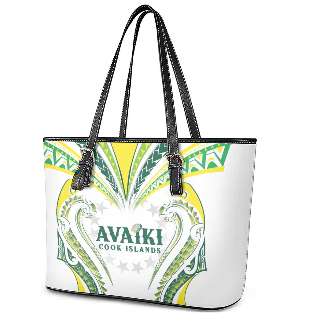 Rugby Cook Islands Avaiki Leather Tote Bag White Kuki Airani Tribal Maori Inspired LT9 - Polynesian Pride