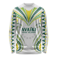 Custom Rugby Cook Islands Avaiki Long Sleeve Shirt White Kuki Airani Tribal Maori Inspired LT9 Unisex White - Polynesian Pride