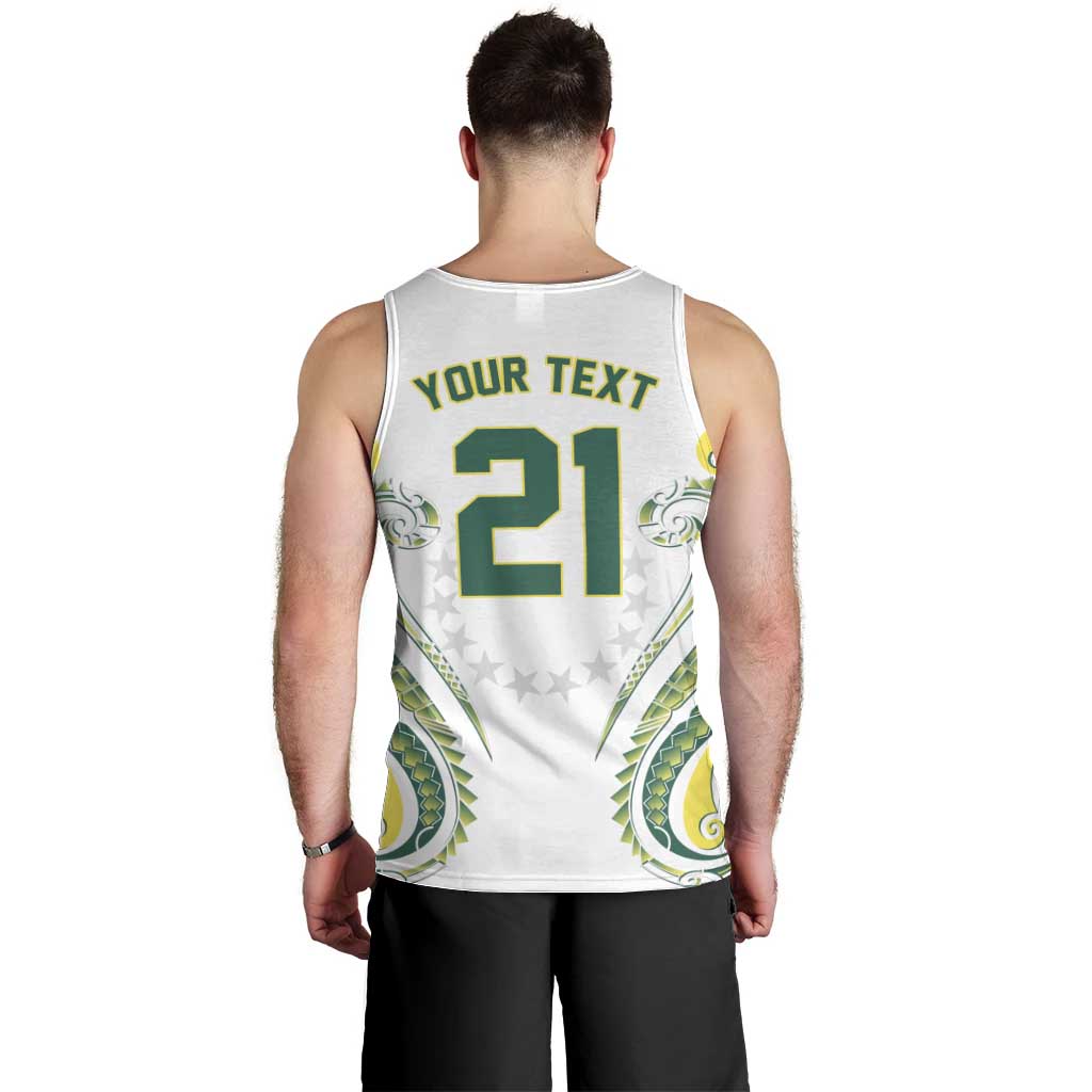 Custom Rugby Cook Islands Avaiki Men Tank Top White Kuki Airani Tribal Maori Inspired - Polynesian Pride